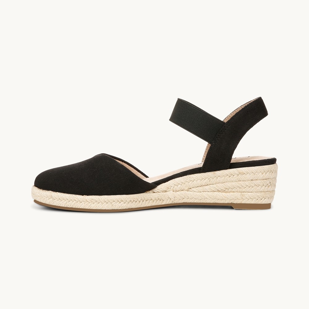 LifeStride Kimmie Espadrille Wedge - Black Canvas