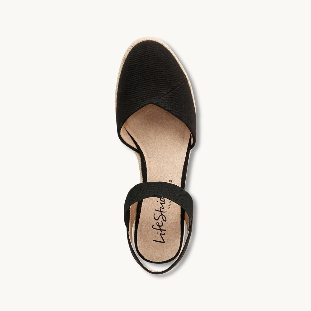 LifeStride Kimmie Espadrille Wedge - Black Canvas
