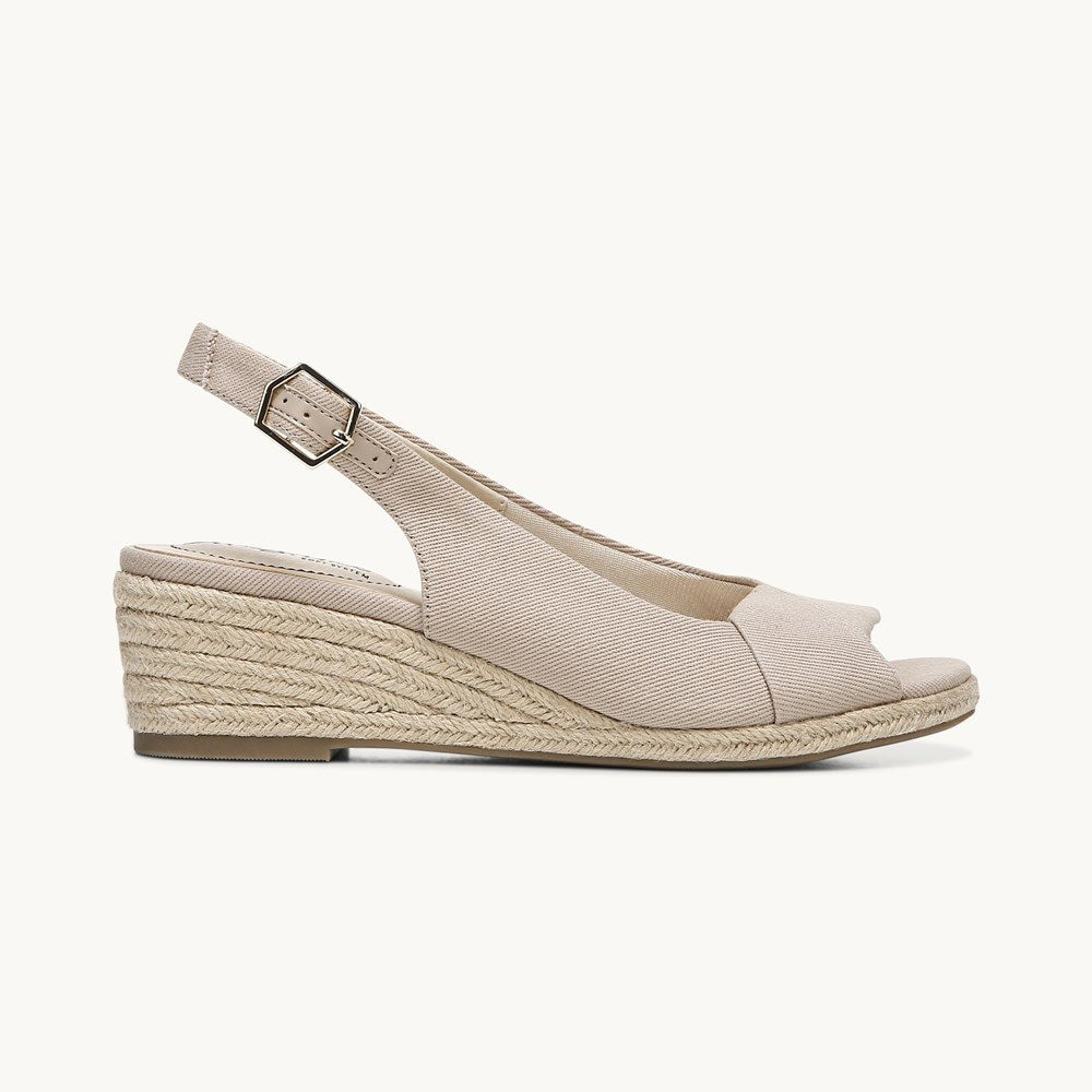LifeStride Socialite Wedge Sandal - Taupe Canvas