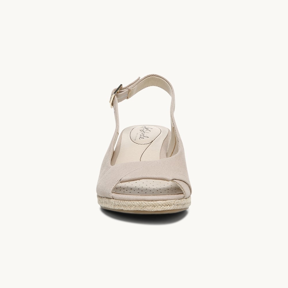 LifeStride Socialite Wedge Sandal - Taupe Canvas