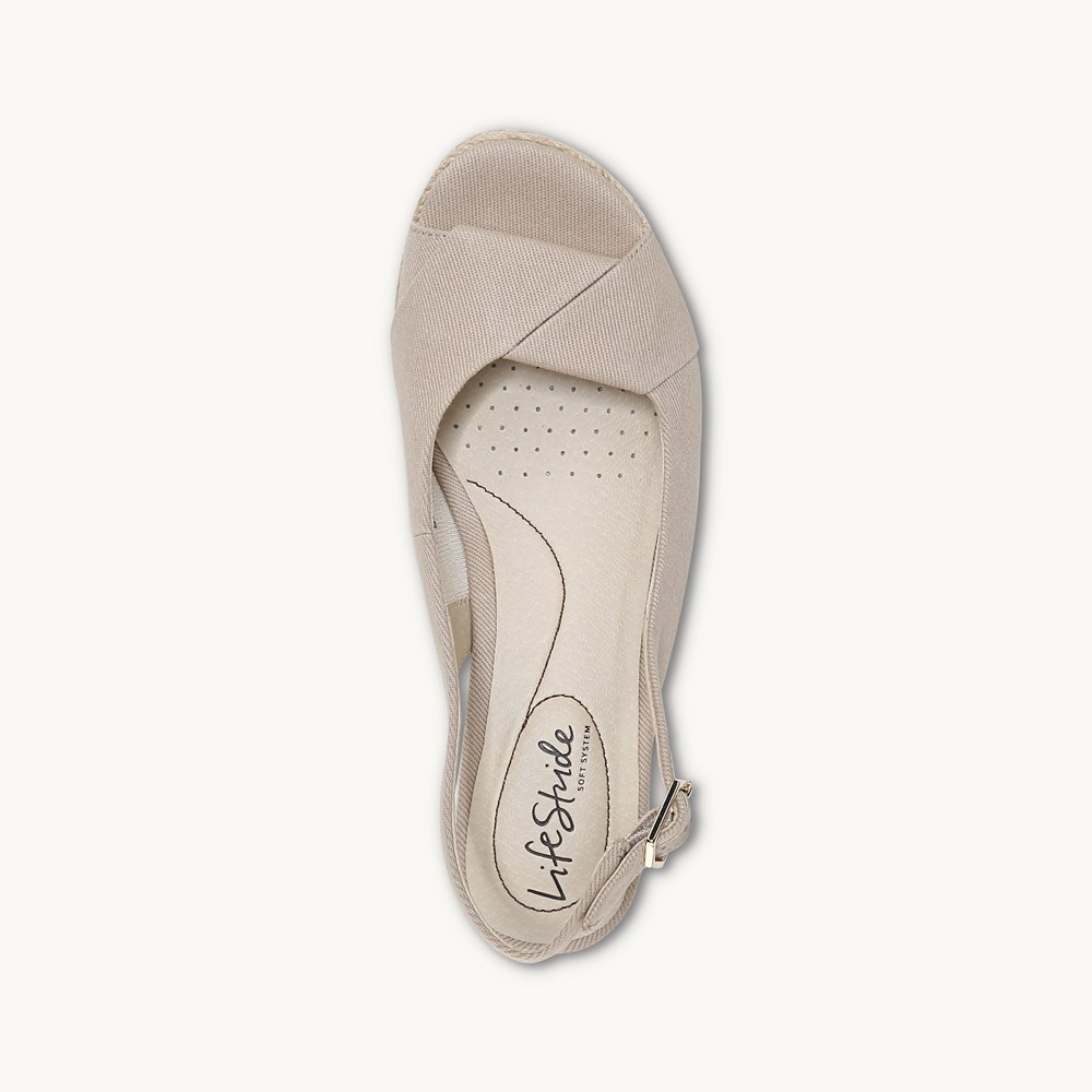 LifeStride Socialite Wedge Sandal - Taupe Canvas