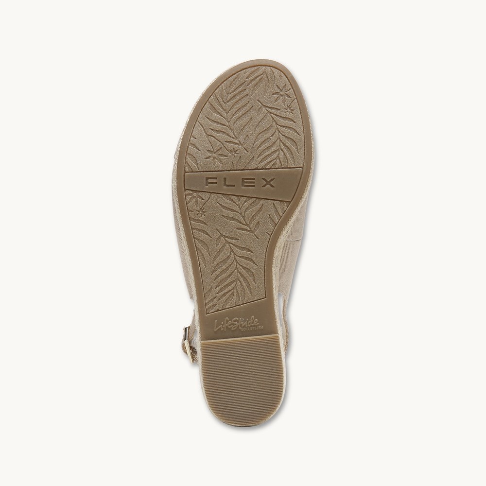 LifeStride Socialite Wedge Sandal - Taupe Canvas
