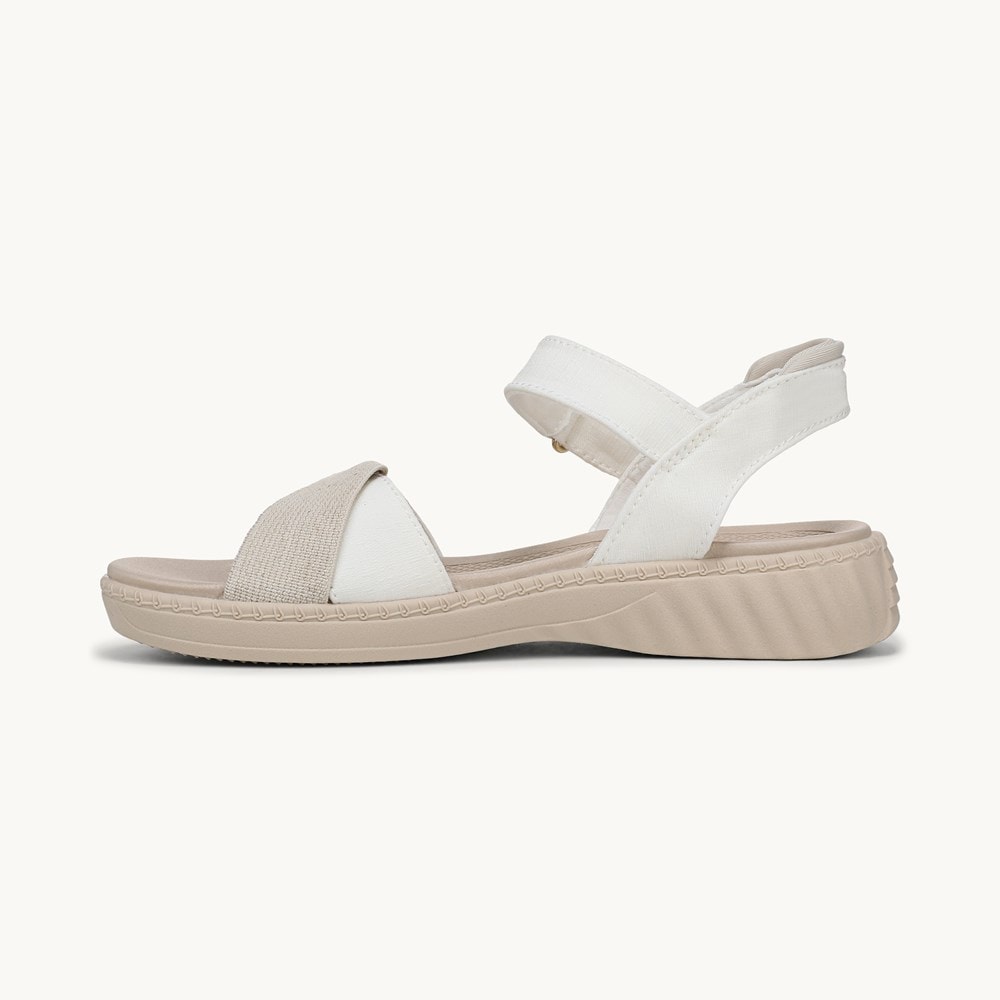 LifeStride Lane Strappy Sandal - White Stretch Denim Fabric