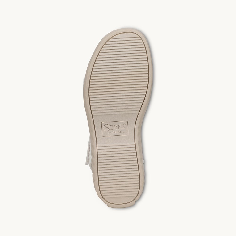 LifeStride Lane Strappy Sandal - White Stretch Denim Fabric