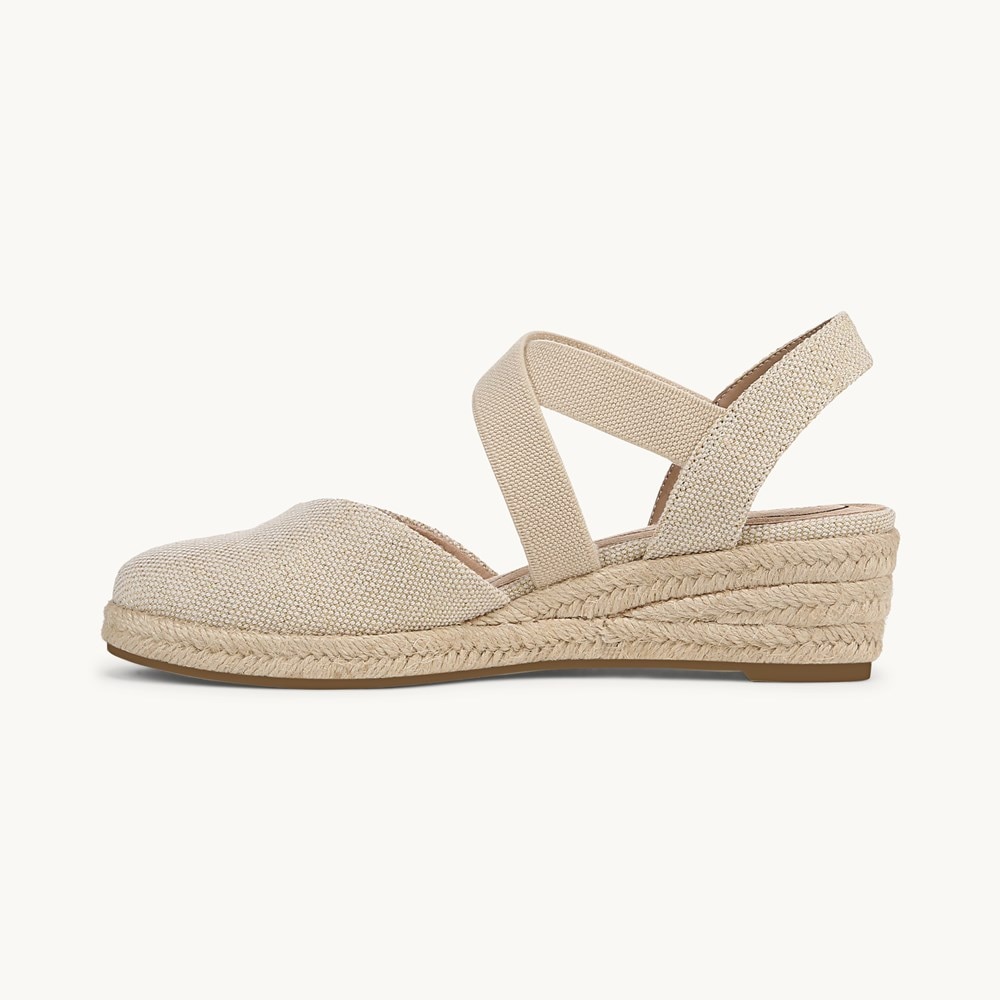 LifeStride Kimball Espadrille Wedge - Natural Gold Fabric