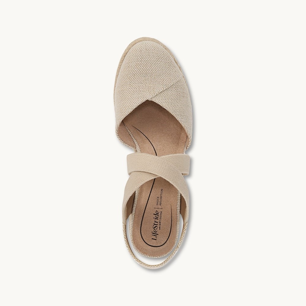 LifeStride Kimball Espadrille Wedge - Natural Gold Fabric