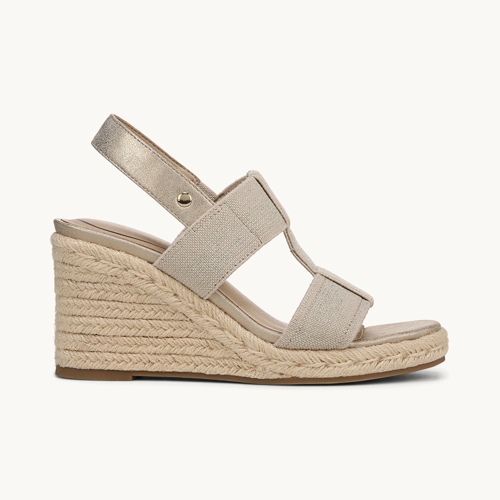 LifeStride Tallulah Espadrille Wedge Sandal - Gold Faux Leather
