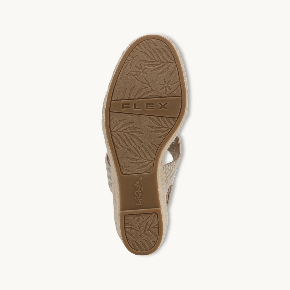 LifeStride Tallulah Espadrille Wedge Sandal - Gold Faux Leather