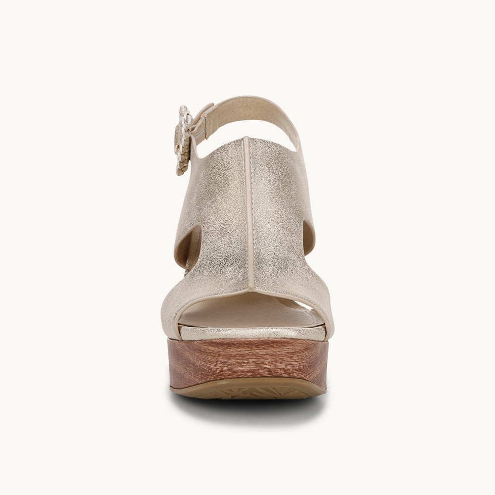 LifeStride Audra Block Heel Sandal - Gold Fabric
