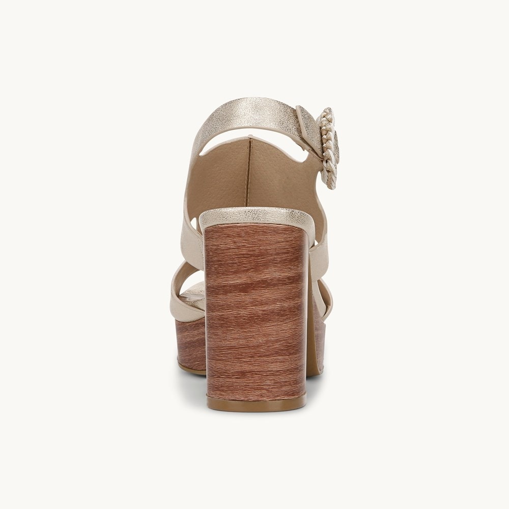 LifeStride Audra Block Heel Sandal - Gold Fabric