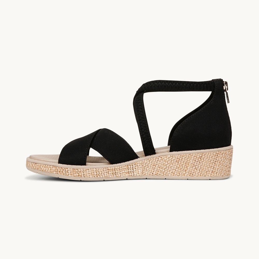 LifeStride Bali Sand Wedge Sandal - Black Fabric