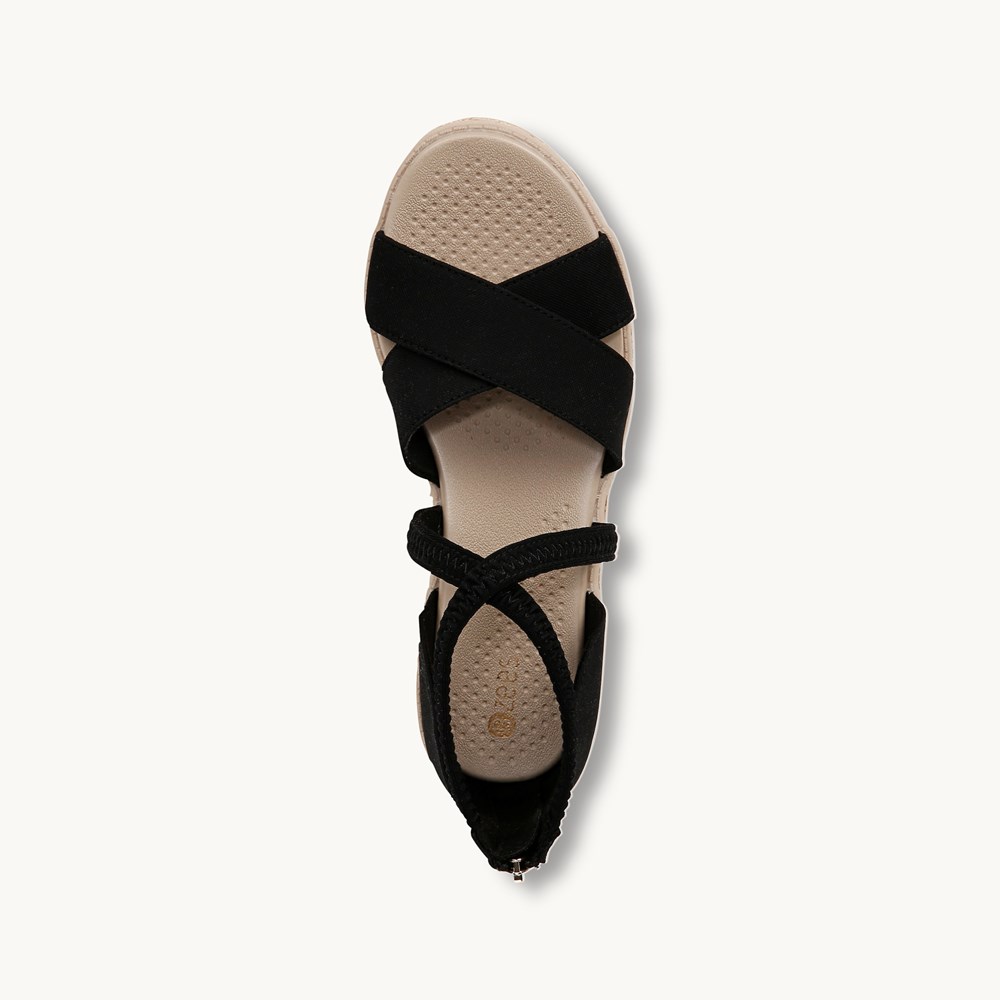 LifeStride Bali Sand Wedge Sandal - Black Fabric