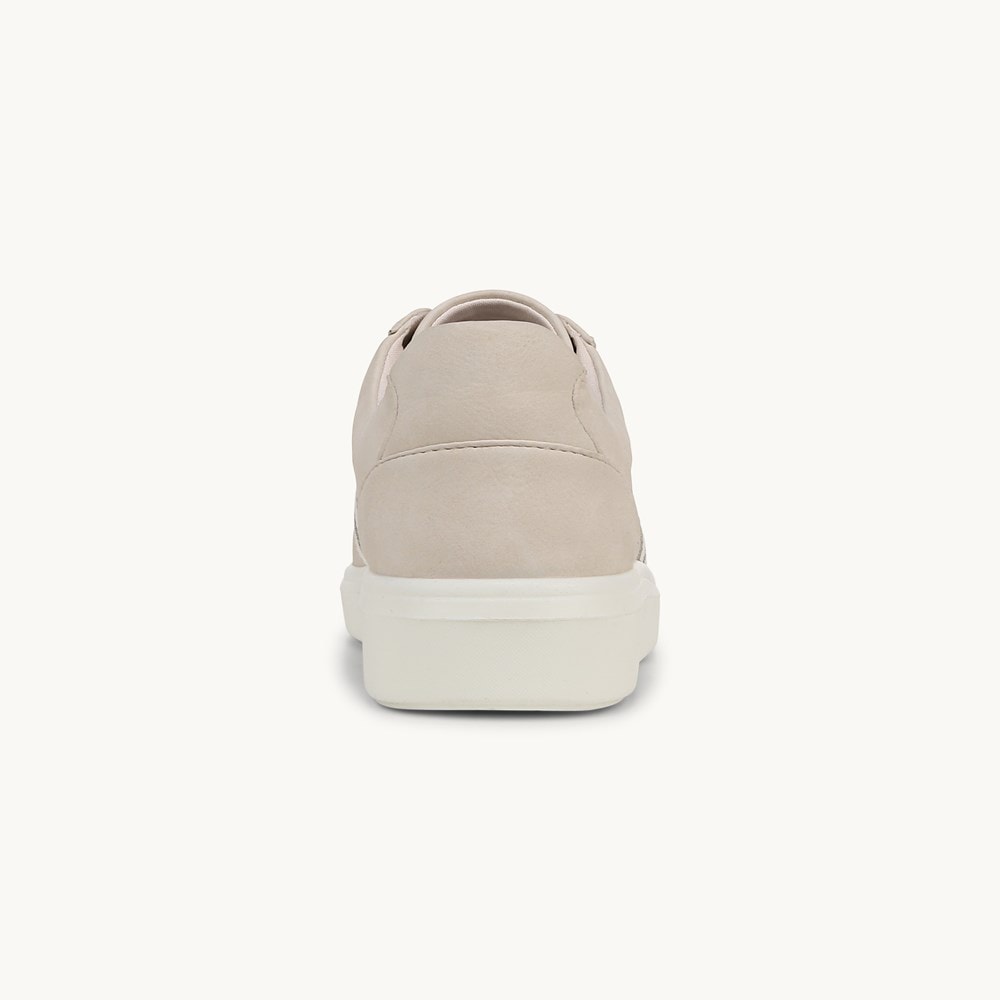 LifeStride Happy Friday Lace Up Sneaker - Beige Stretch Faux Leather