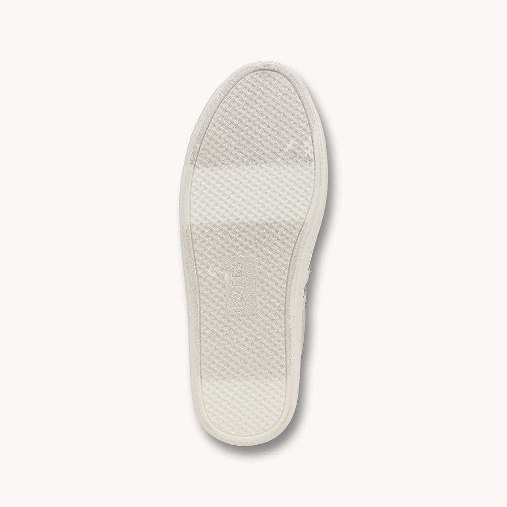 LifeStride Happy Friday Lace Up Sneaker - Beige Stretch Faux Leather
