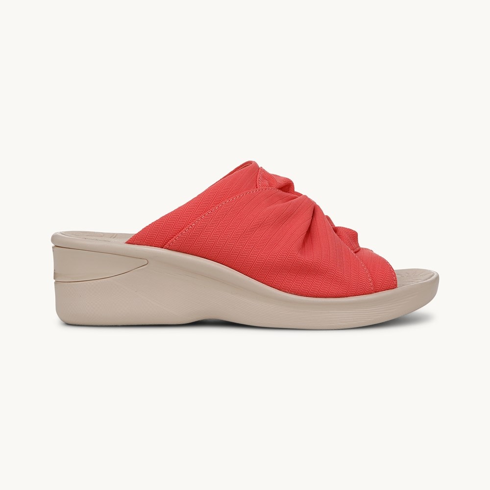 LifeStride Smile 3 Wedge Sandal - Coral Beach Stretch Fabric