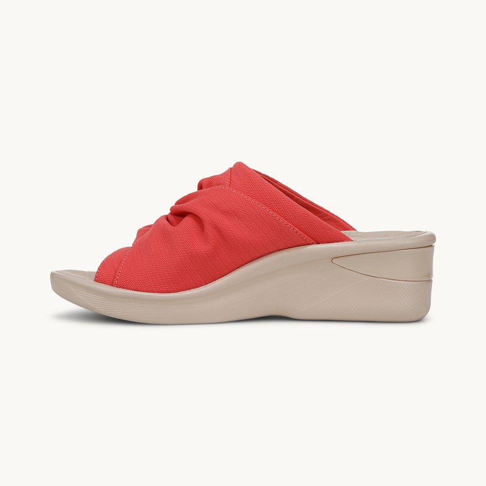 LifeStride Smile 3 Wedge Sandal - Coral Beach Stretch Fabric
