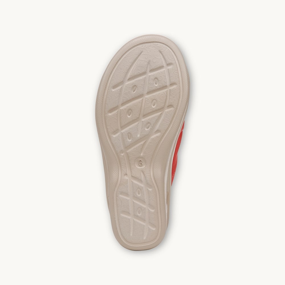 LifeStride Smile 3 Wedge Sandal - Coral Beach Stretch Fabric