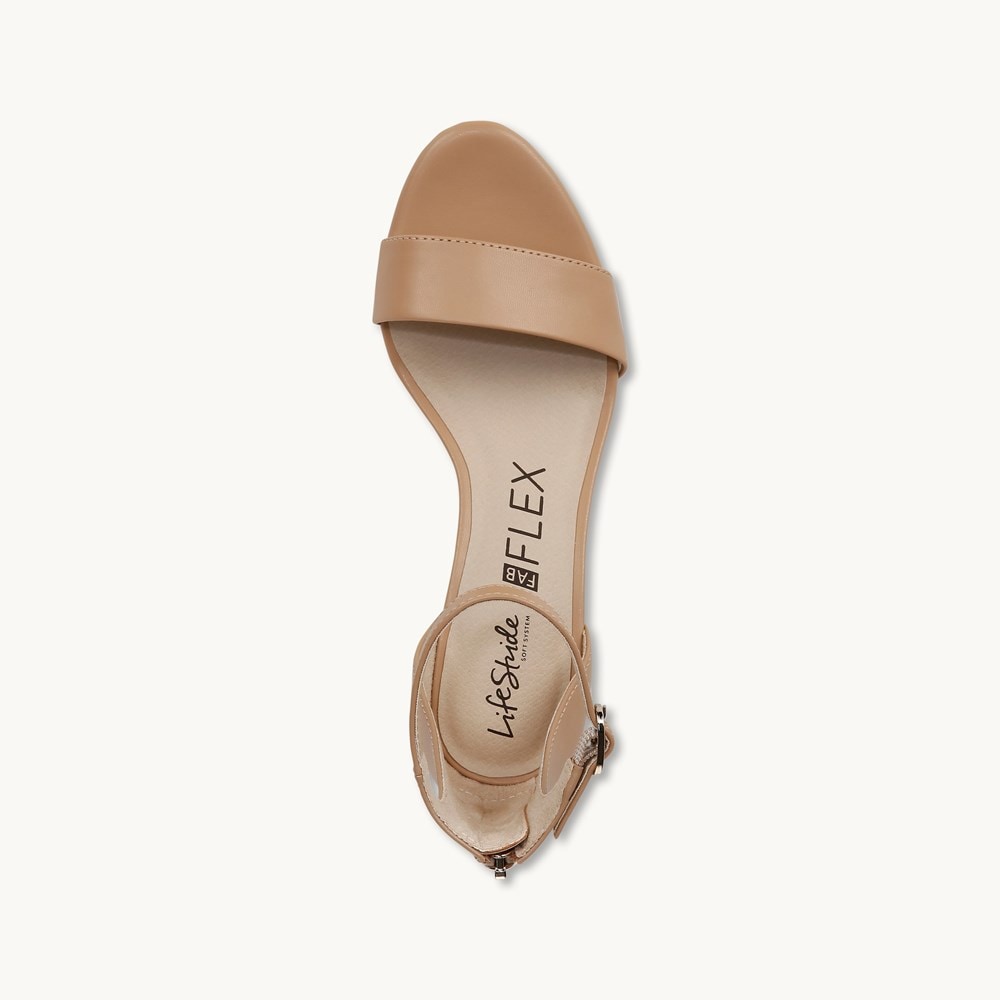LifeStride Florence Dress Sandal - Camel Tan Faux Leather
