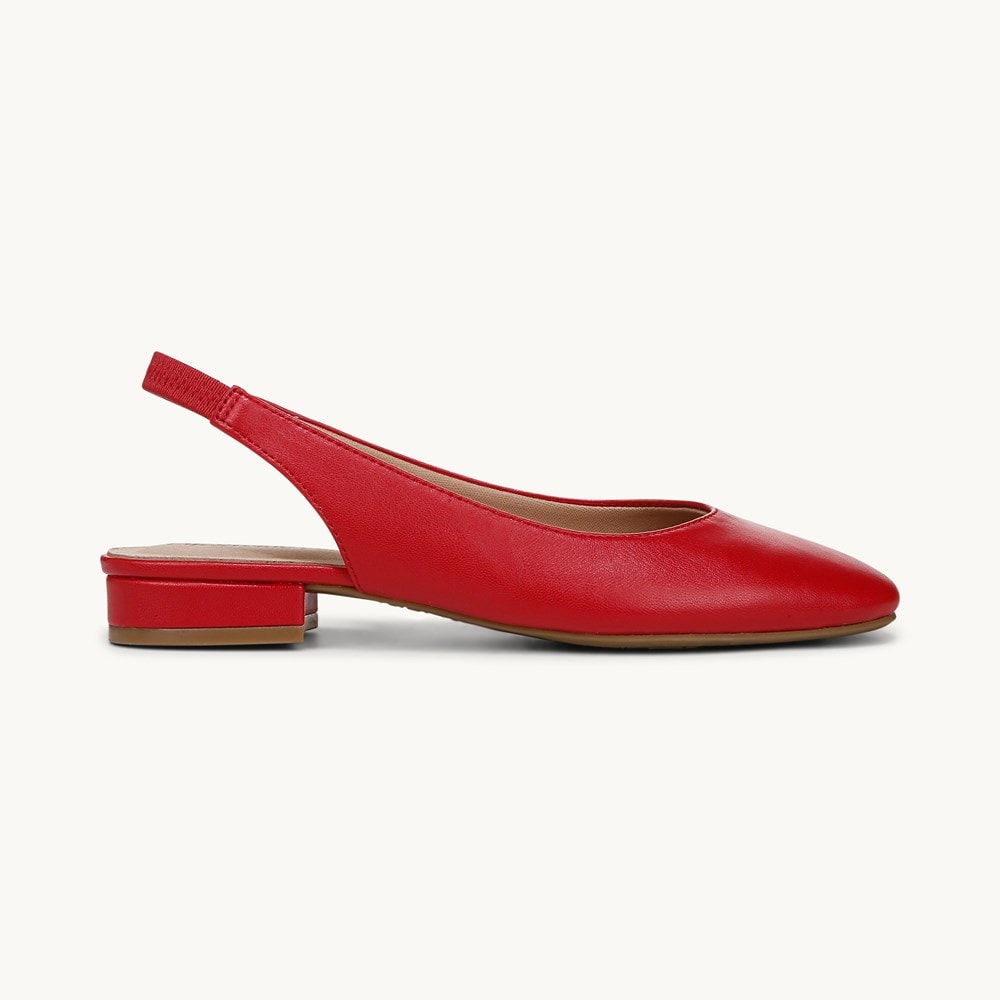 LifeStride Claire Slingback Flat - Fire Red Faux Leather