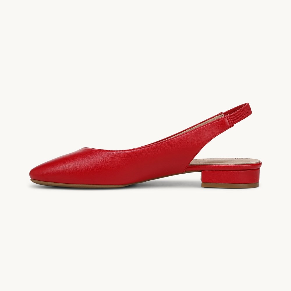 LifeStride Claire Slingback Flat - Fire Red Faux Leather