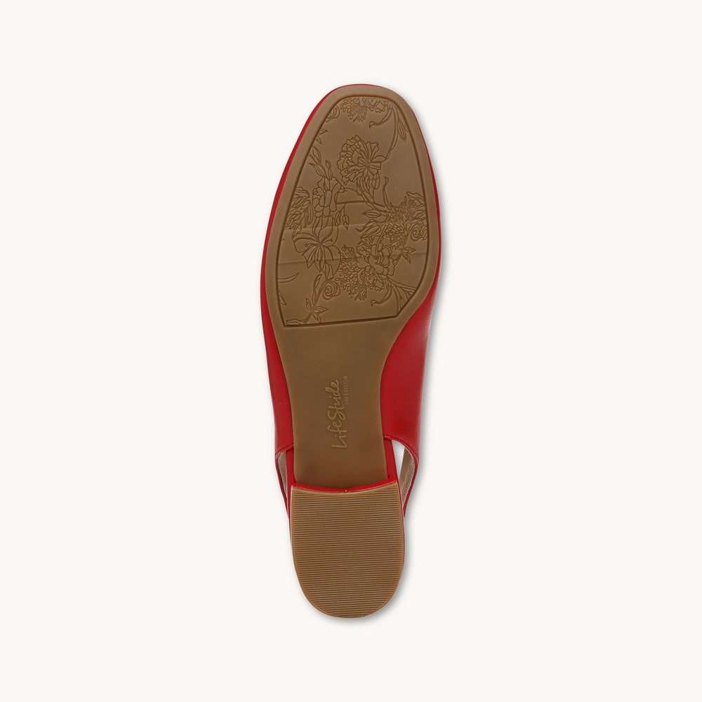 LifeStride Claire Slingback Flat - Fire Red Faux Leather