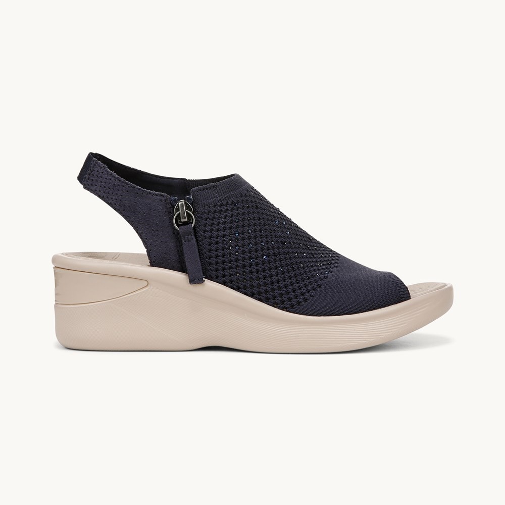 LifeStride Starlet Wedge Sandal - Navy Blazer Knit Fabric