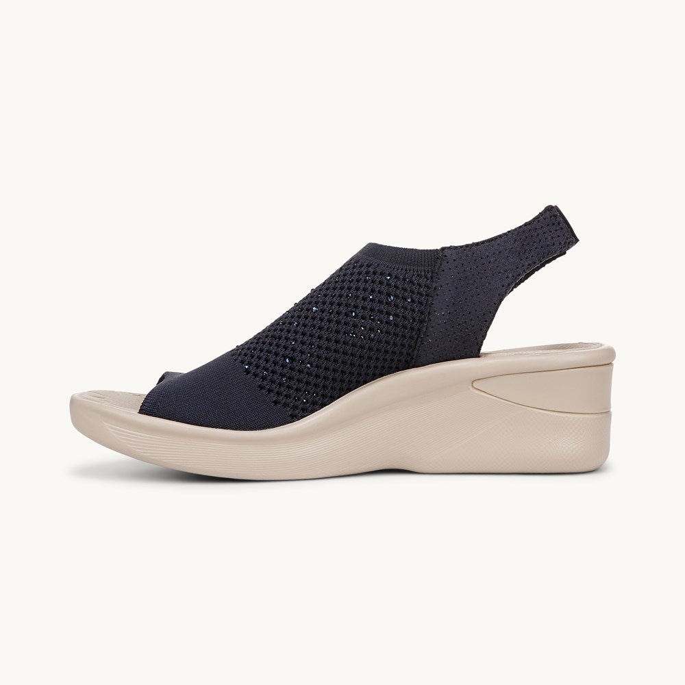 LifeStride Starlet Wedge Sandal - Navy Blazer Knit Fabric