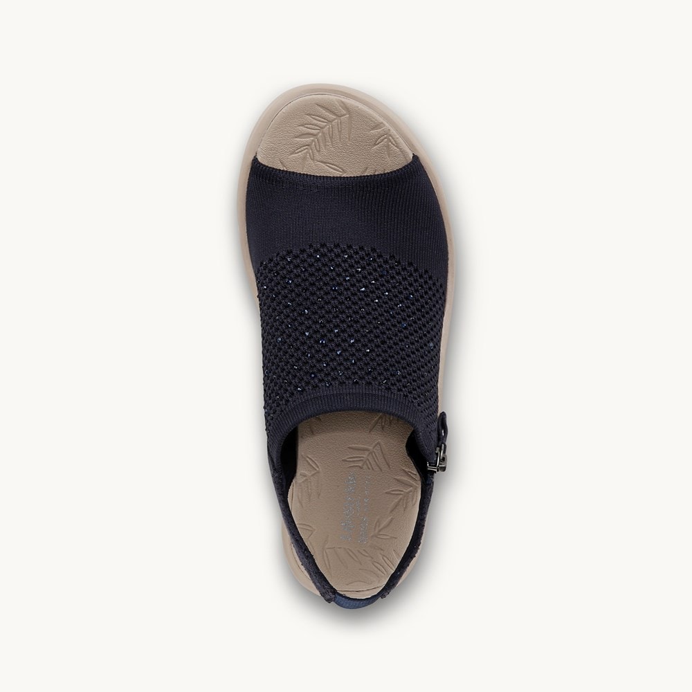 LifeStride Starlet Wedge Sandal - Navy Blazer Knit Fabric