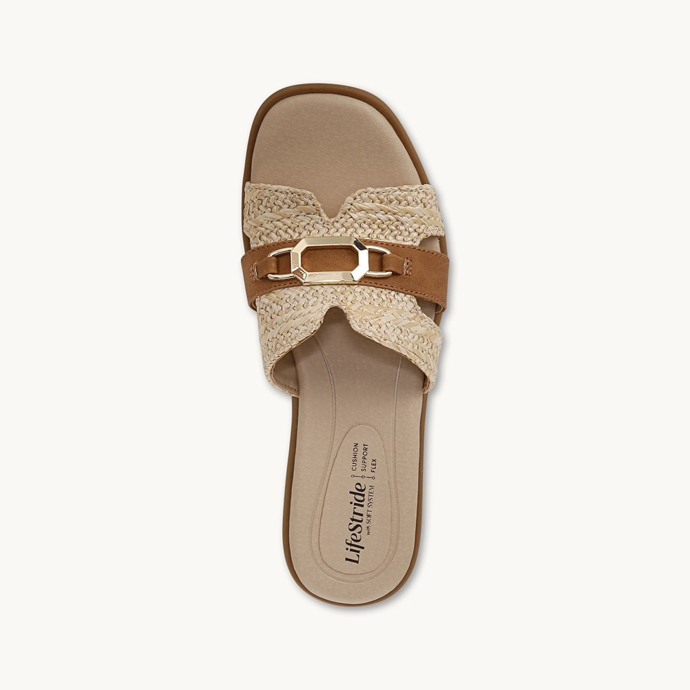 LifeStride Royalty Bit Sandal - Natural Faux Leather