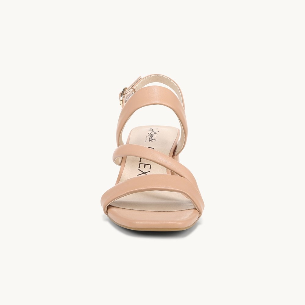 LifeStride Celia Strappy Sandal - Sienna Beige Faux Leather