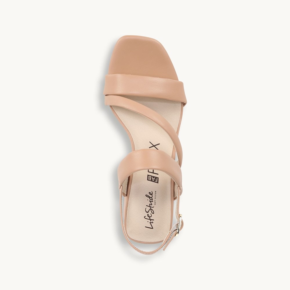 LifeStride Celia Strappy Sandal - Sienna Beige Faux Leather