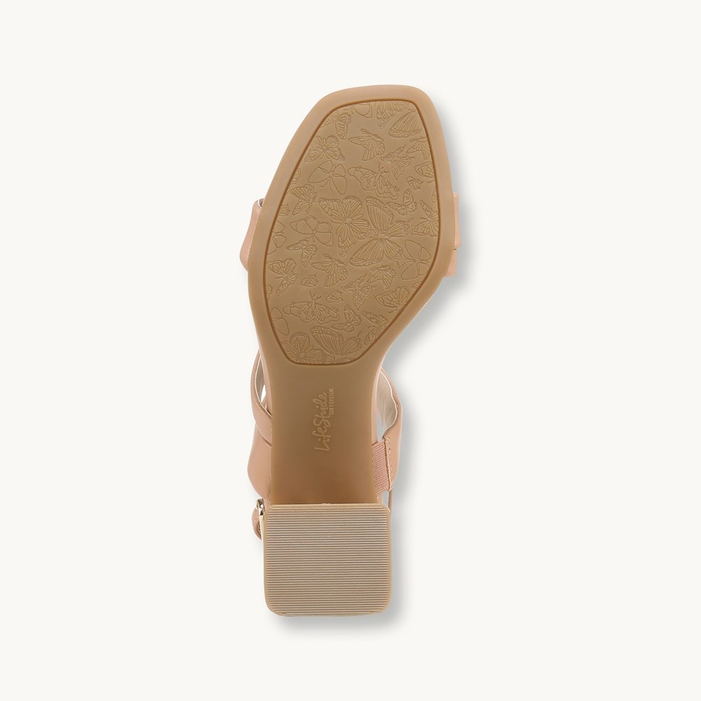 LifeStride Celia Strappy Sandal - Sienna Beige Faux Leather