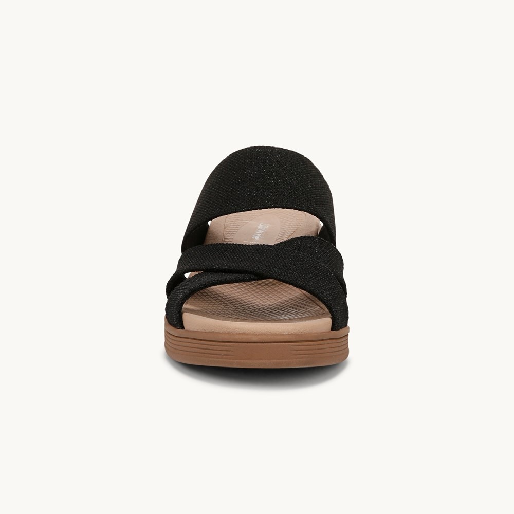 LifeStride Fiona Wedge Sandal - Black Stretch Linen