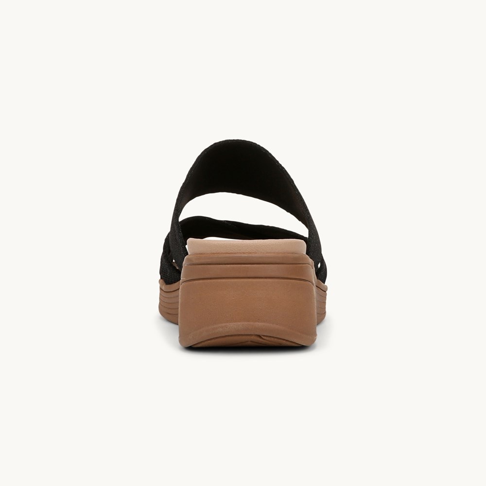 LifeStride Fiona Wedge Sandal - Black Stretch Linen