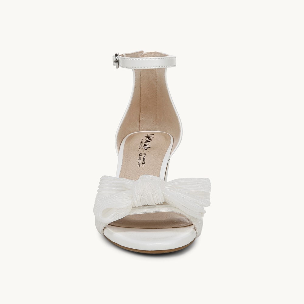 LifeStride Florence Bow Dress Sandal - White Faux Leather