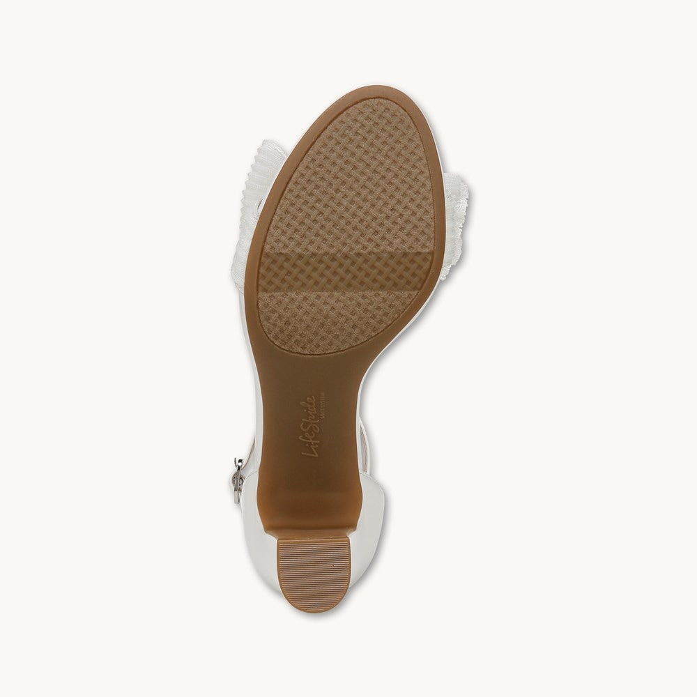LifeStride Florence Bow Dress Sandal - White Faux Leather