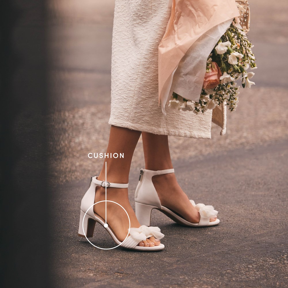 LifeStride Florence Bow Dress Sandal - White Faux Leather