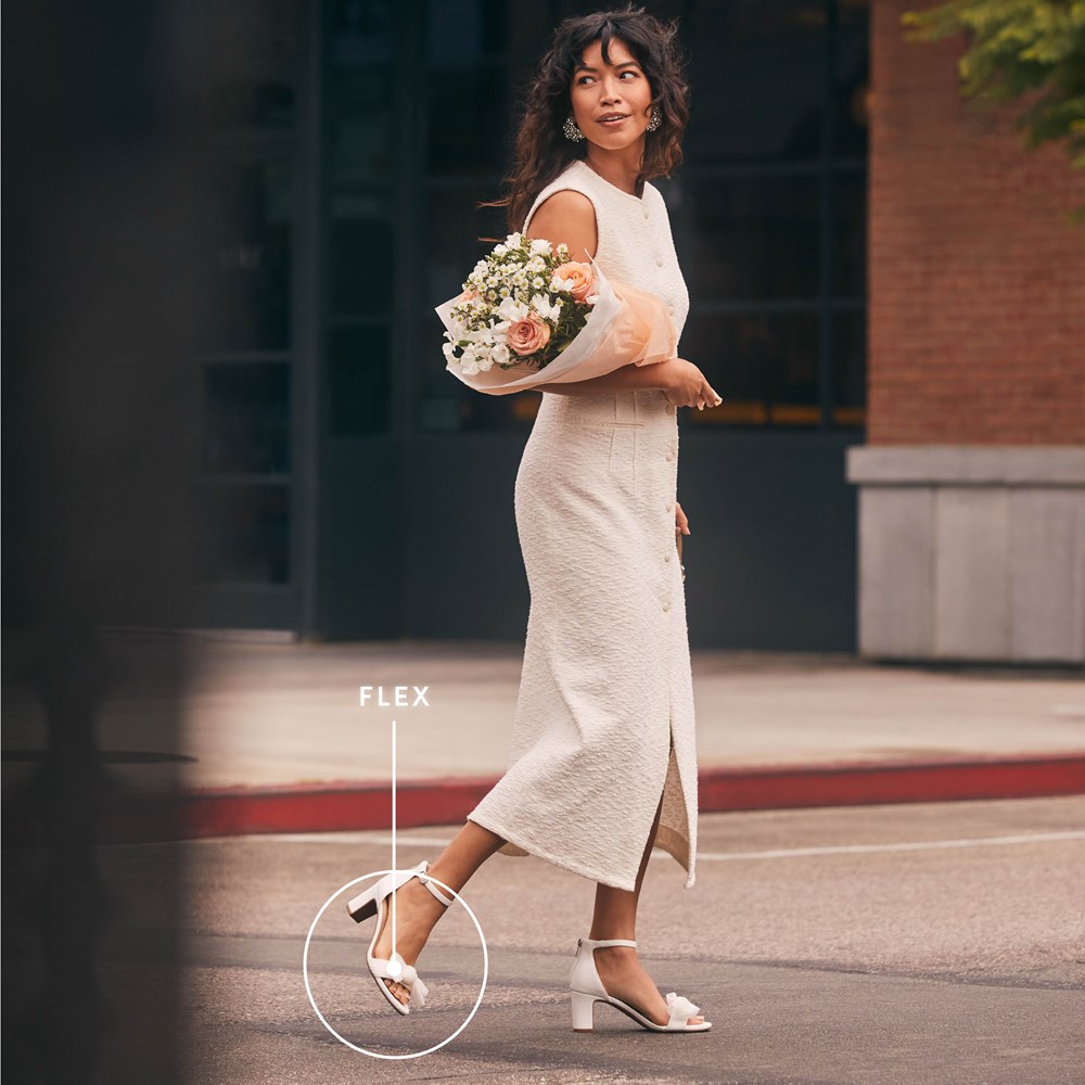 LifeStride Florence Bow Dress Sandal - White Faux Leather