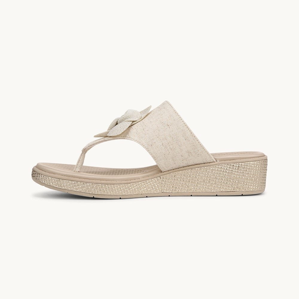 LifeStride Bloom Wedge Sandal - Natural Stretch Linen Fabric