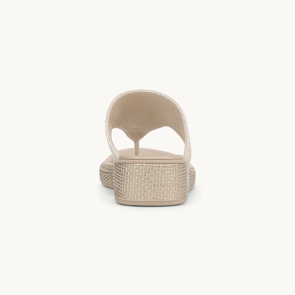 LifeStride Bloom Wedge Sandal - Natural Stretch Linen Fabric