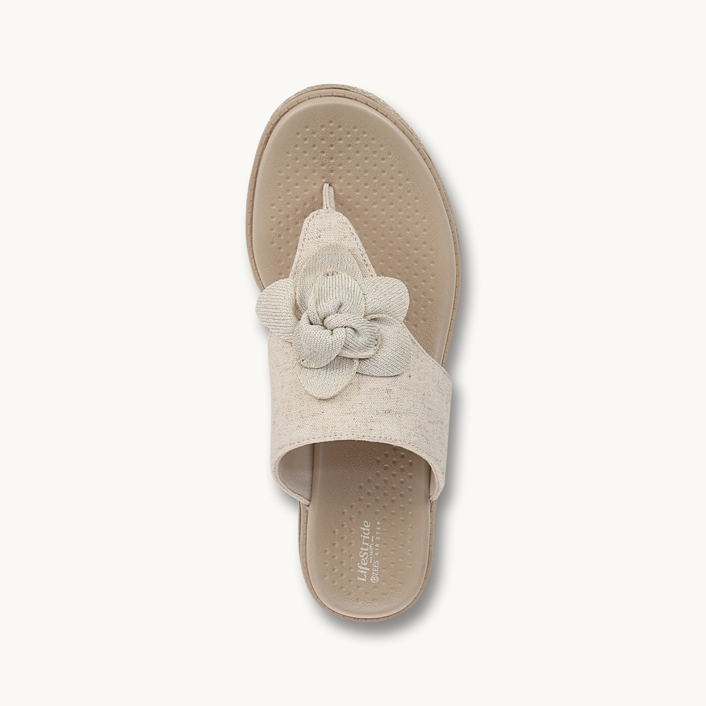 LifeStride Bloom Wedge Sandal - Natural Stretch Linen Fabric