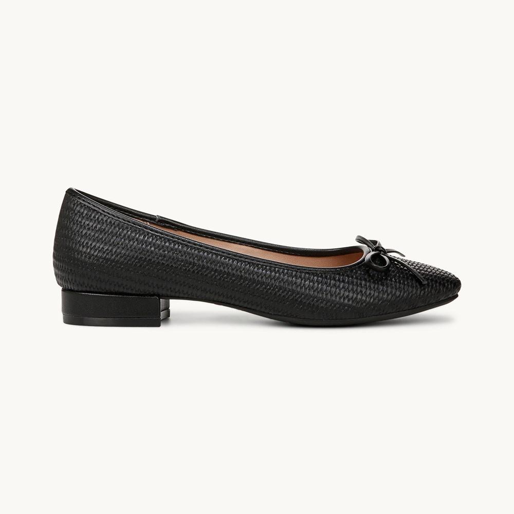 LifeStride Cheers Woven Flat - Black Faux Leather