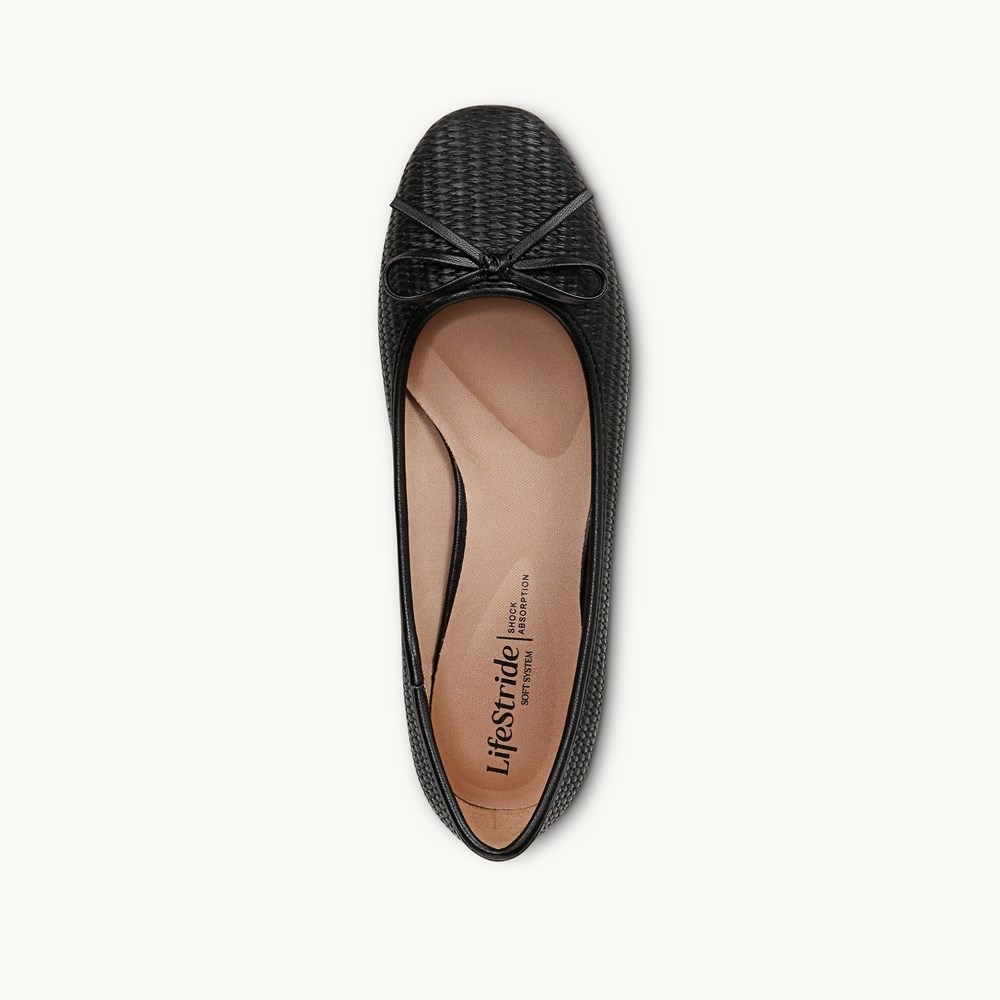 LifeStride Cheers Woven Flat - Black Faux Leather