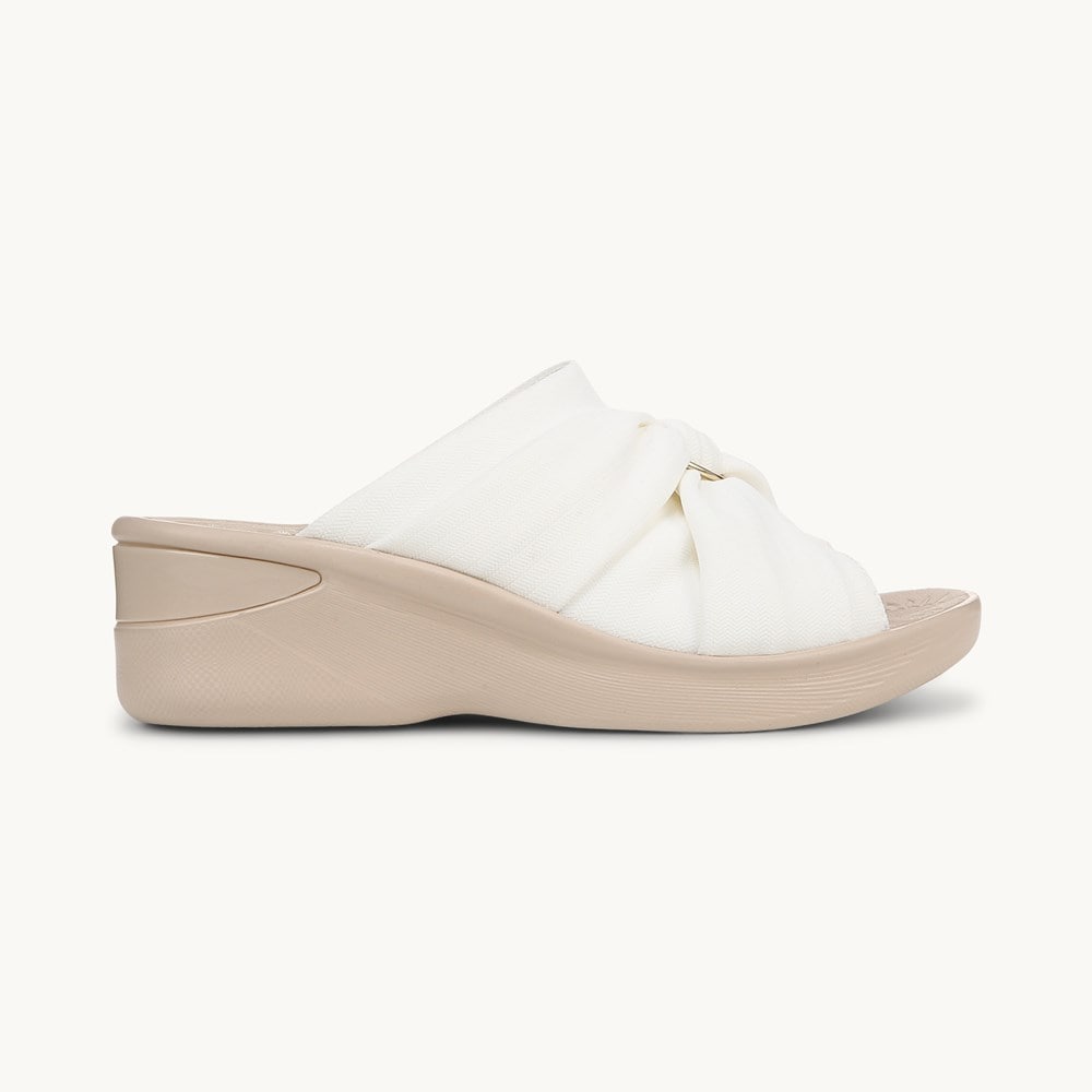 LifeStride Serenade Slide Wedge Sandal - White Fabric