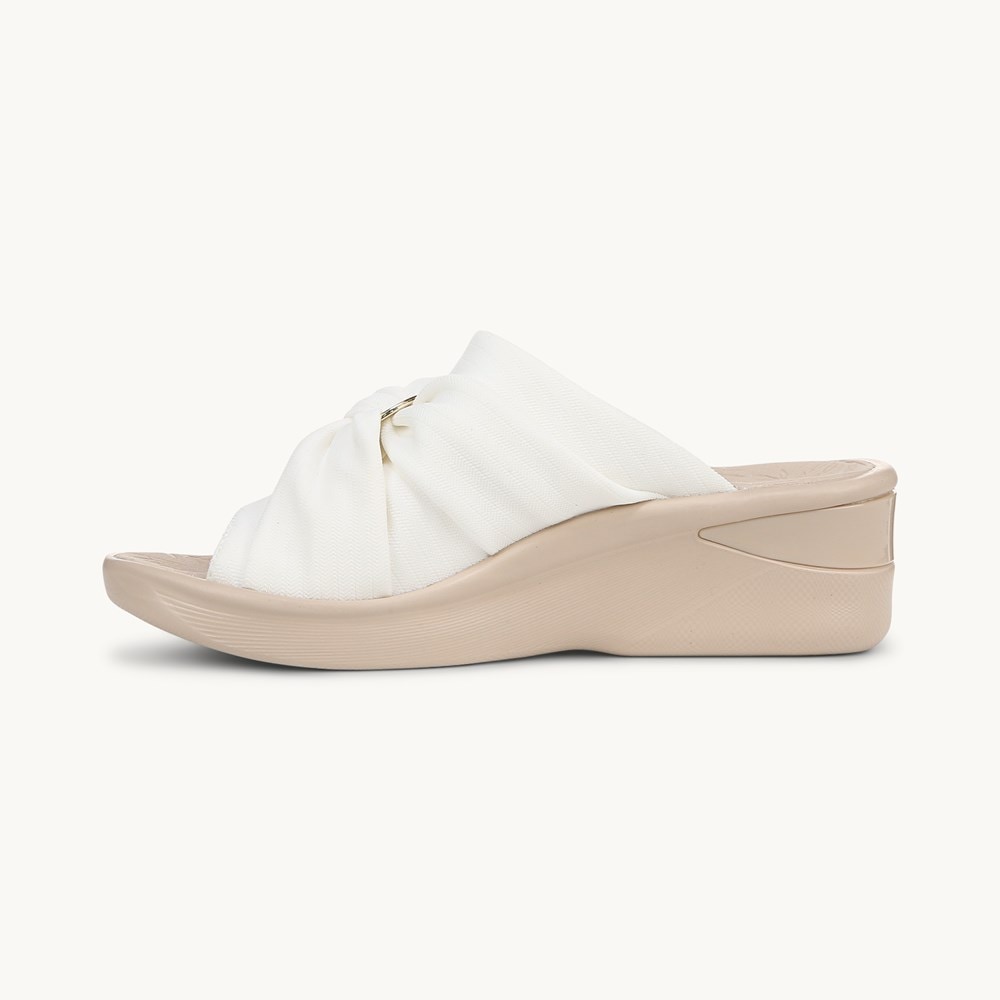 LifeStride Serenade Slide Wedge Sandal - White Fabric