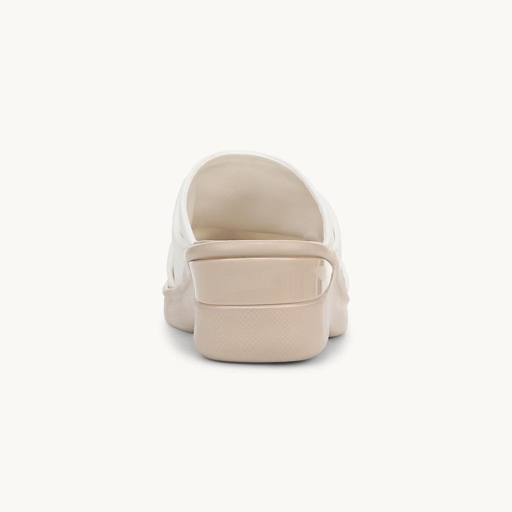 LifeStride Serenade Slide Wedge Sandal - White Fabric