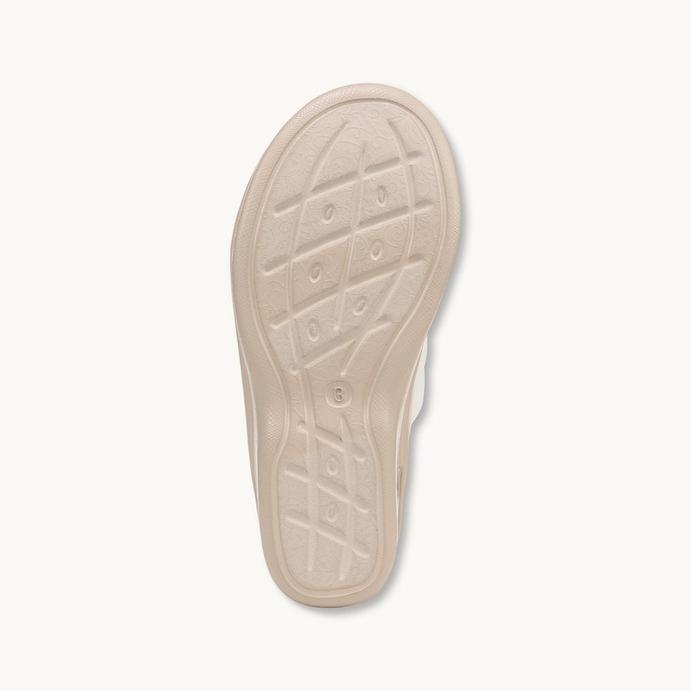 LifeStride Serenade Slide Wedge Sandal - White Fabric