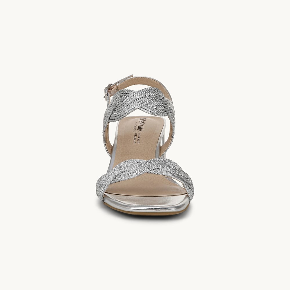 LifeStride Charnelle Slingback Dress Sandal - Silver Faux Leather