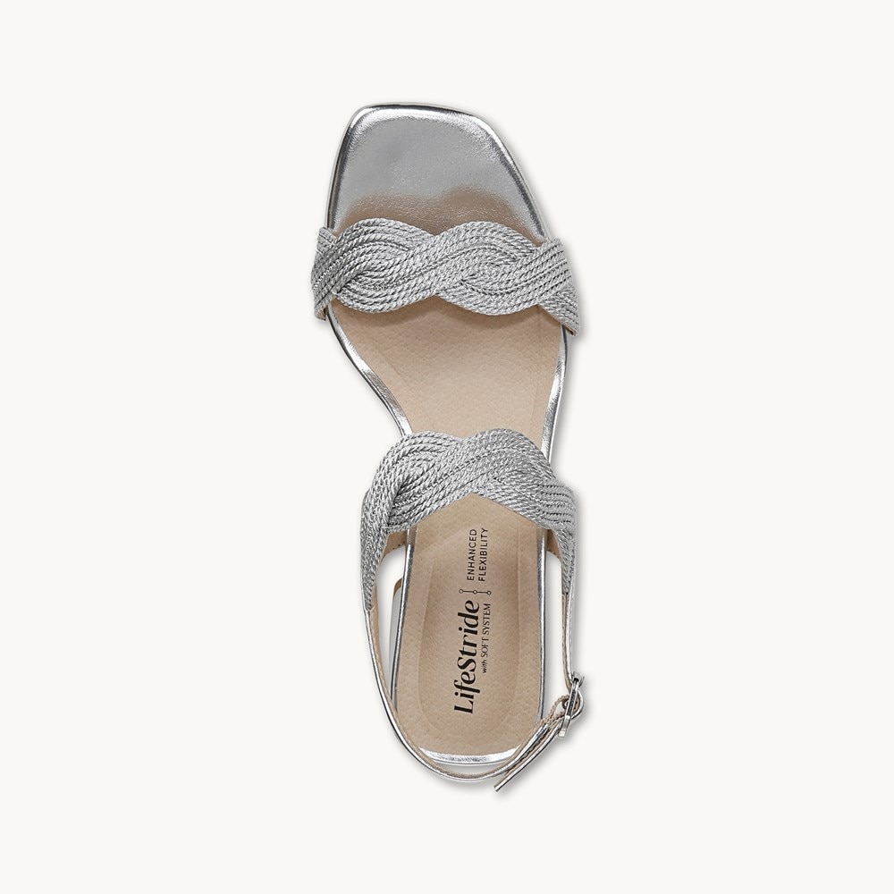LifeStride Charnelle Slingback Dress Sandal - Silver Faux Leather