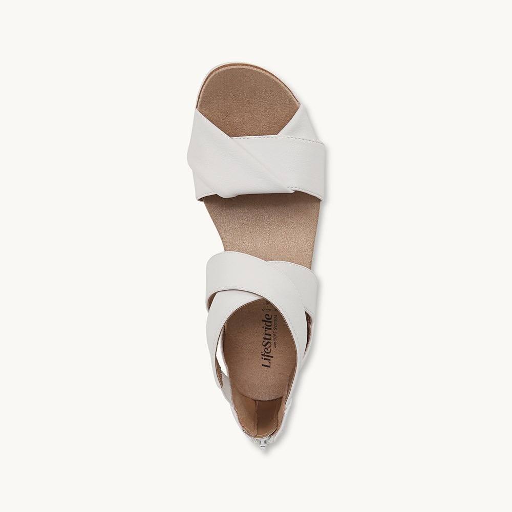 LifeStride Zoom Gladiator Sandal - Bright White Faux Leather